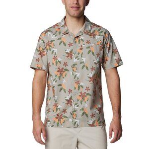 Columbia Mens Regular fit Short Sleeve Button-Up Shirt Size XXL Grey Floral